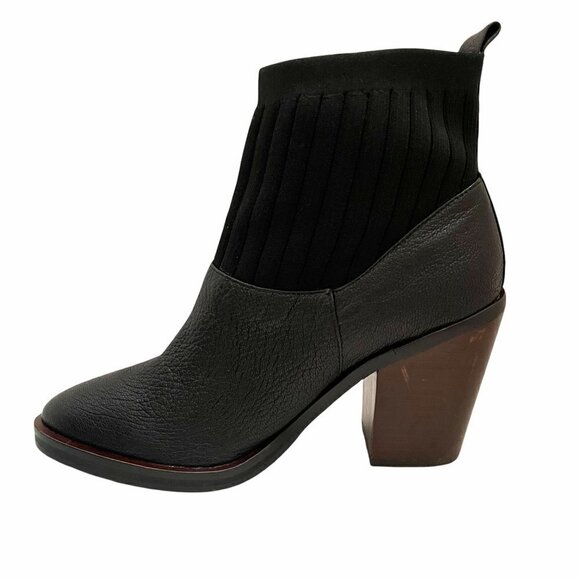 Kelsi Dagger Brooklyn Women's Woodland Black Leather Knit Booties Size 7.5 - Picture 5 of 12